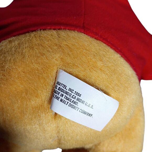 Vintage Disney's Winnie The Pooh 1994 Teddy Bear Plush With Honey Pot Mattel 12" - Picture 8 of 9